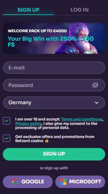 Betzard Casino Login